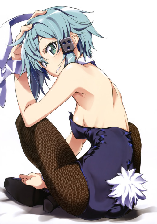 sword art online shinon black pantyhose nylon legs tights anime girl bunny costume ears