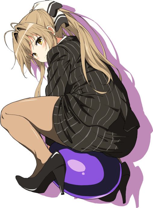 amagi brilliant park sento isuzu brown pantyhose high heels nylon legs tights anime girl office lady OL