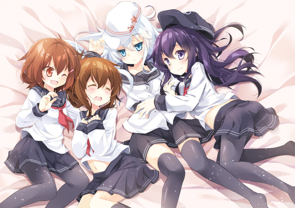 kantai collection inazuma ikazuchi Hibiki Akatsuki verniy black pantyhose loli lolicon 4girls anime nylon tights