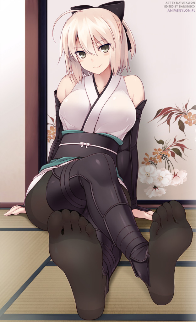 fate stay night sakura saber black pantyhose feet tights nylon legs foot fetish anime girl