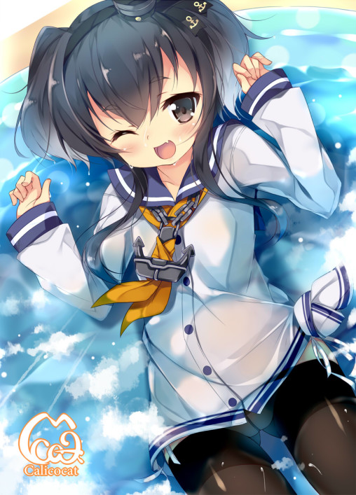 kantai collection tokitsukaze black pantyhose tights nylon legs panties anime girl loli lolicon