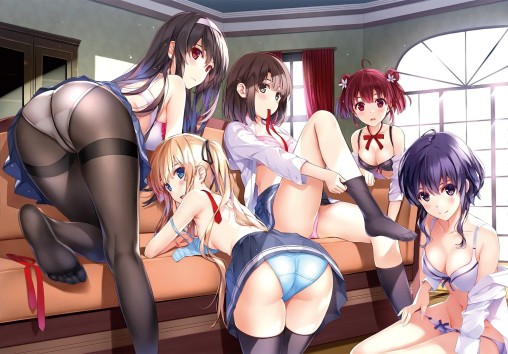 saenai heroine no sodatekata kasumigaoka utaha black pantyhose feet nylon legs tights 5girls anime ecchi
