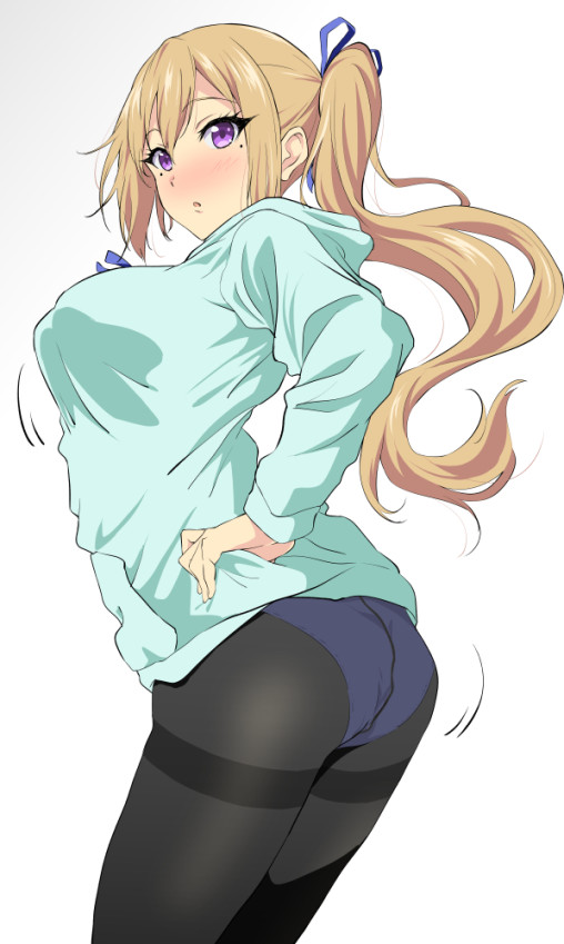musaigen no phantom world kawakami mai black tights anime girl pantyhose nylon legs ass bouncing boobs blonde