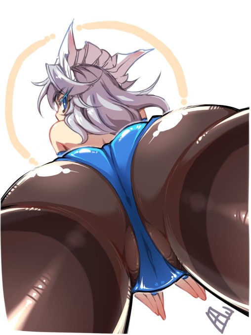 touhou izayoi sakuya black pantyhose tights ass nylon legs anime girl sexy ecchi