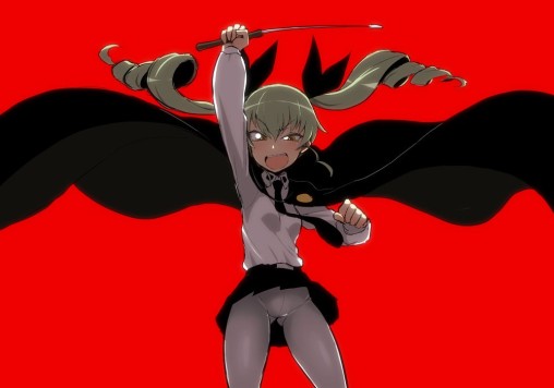 girls und panzer anchovy white pantyhose upskirt anime girl tights skirt whip twin tails