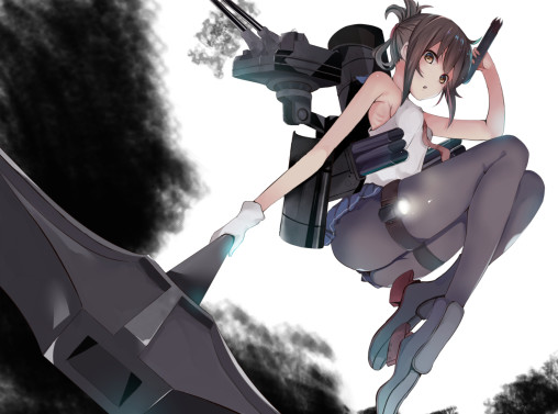 kantai collection inazuma black pantyhose tights nylon long legs skirt anime girl