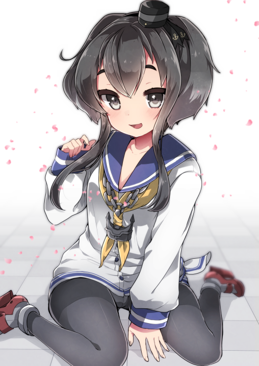 kantai collection tokitsukaze black pantyhose anime girl tights nylon legs moe sailor uniform