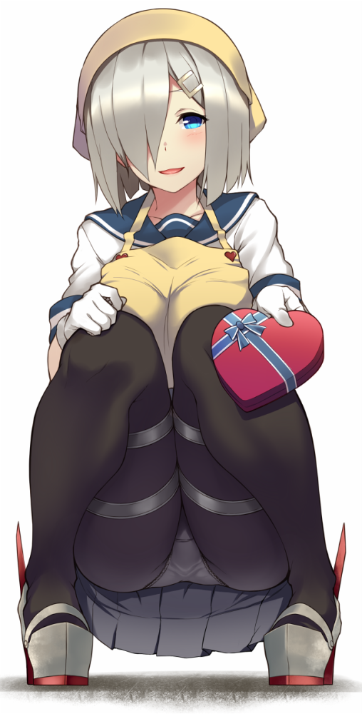 kantai collection hamakaze pantyhose anime girl black tights upskirt nylon valentine thigh thighs