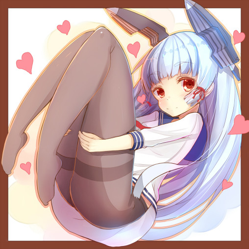 kantai collection murakumo pantyhose legs anime girl nylon black tights dress blue hair