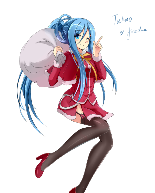 aoki-hagane-no-arpeggio-takao-stockings-legs-anime-girl-nylon-santa-costume-garter-straps-high-heels