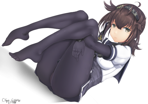 kantai-collection-hatsuzuki-feet-pantyhose-anime-girl-black-tights-nylon-bodystockings-thick-thighs-legs