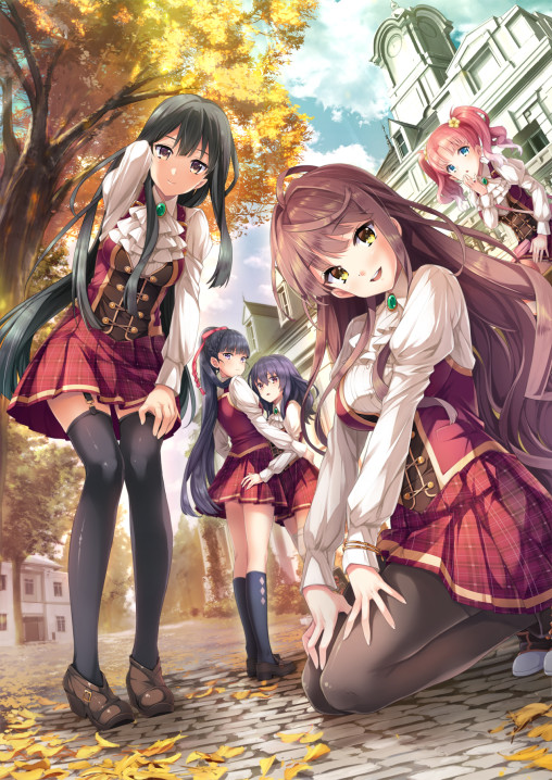 ojou-sama-no-hanbun-wa-renai-de-dekiteimasu-pantyhose-legs-anime-5girls-kneesocks-school-uniform-skirt-nylon-kneehighs