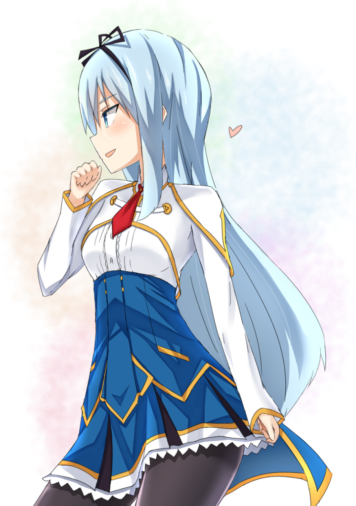 saijaku-muhai-no-bahamut-krulcifer-einfolk-pantyhose-anime-girl-black-tights-nylon-legs-blue-hair
