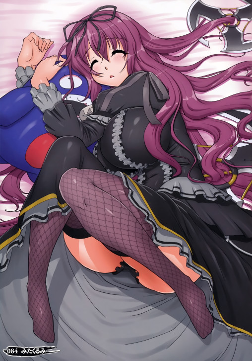 senran-kagura-murasaki-feet-stockings-nylon-legs-anime-milf-girl-huge-boobs-tits-gothic-lolita