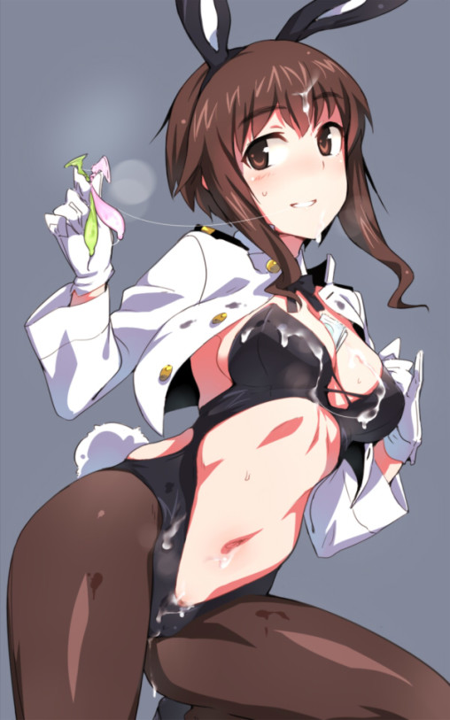 strike-witches-takei-junko-pantyhose-anime-bunny-girl-nylon-legs-black-tights-bunny-ears-usamimi-hentai-used-condom-semen-on-clothes