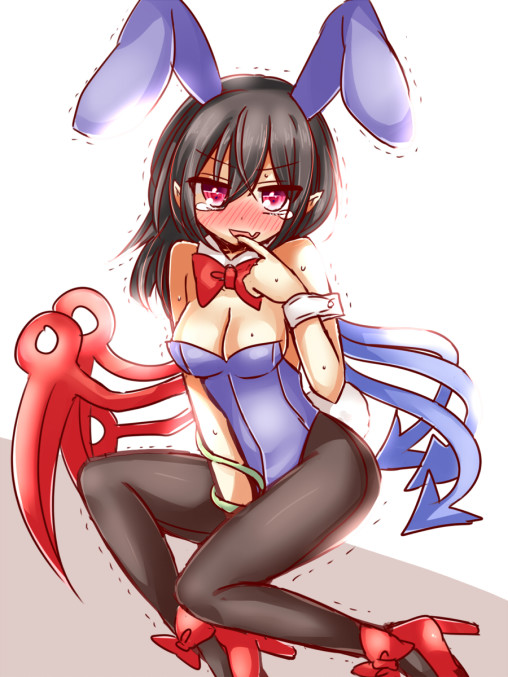 touhou-houjuu-nue-pantyhose-legs-anime-girl-black-tights-nylon-bunny-ears