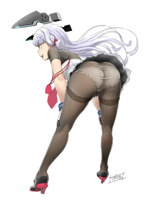 kantai-collection-murakumo-pantyhose-ass-panties-anime-girl-nylon-legs-black-tights