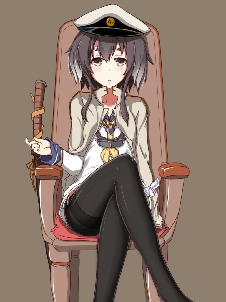 kantai-collection-tokitsukaze-black-tights-crossed-legs-anime-pantyhose-girl
