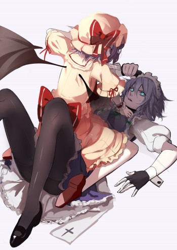 touhou izayoi sakuya pantyhose anime maid girl nylon legs black tights pale skin