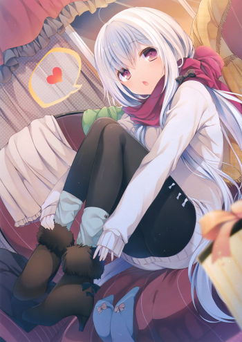 anime stockings pantyhose legs girl black tights hosiery silver hair sweater