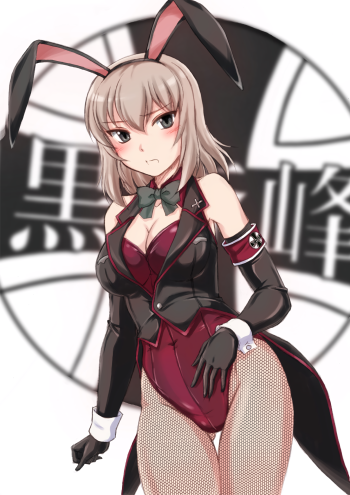 girls und panzer itsumi erika pantyhose anime bunny girl ears stockings thighs