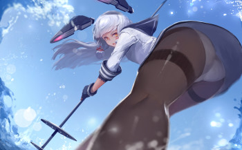 kantai collection murakumo stockings ass panties pantyhose anime girl black tights