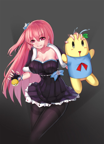 anime pantyhose girl black stockings tights nylon legs skirt pink hair