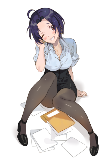 idolmaster miura azusa stockings anime pantyhose girl nylon legs black tights