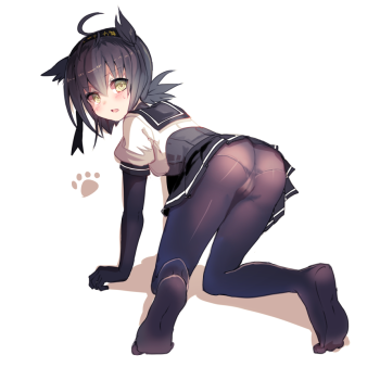 kantai collection hatsuzuki pantyhose ass anime stockings black tights nylon feet legs
