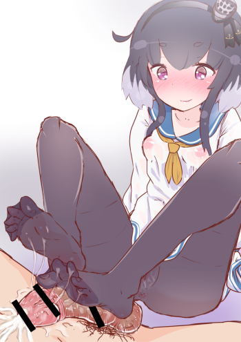 kantai collection tokitsukaze footjob hentai anime feet nylon stockings tights pantyhose toes