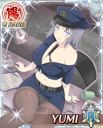 senran kagura yumi pantyhose anime stockings tights nylon legs police costume miniskirt