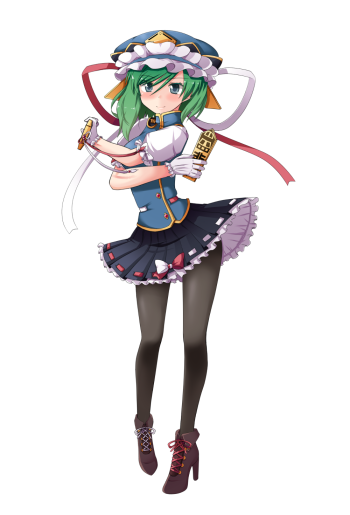 touhou shikieiki yamaxanadu pantyhose anime girl black stockings tights nylon green hair