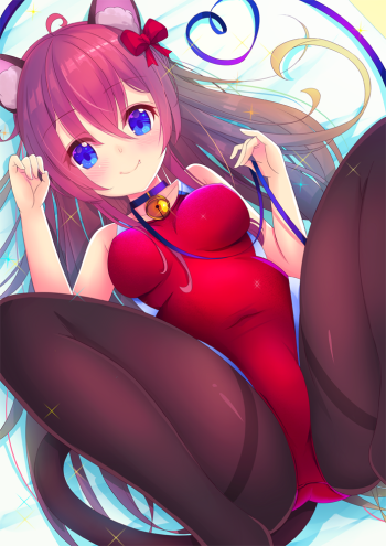anime stockings spread legs cat girl neko pantyhose tights nylon collar manga art