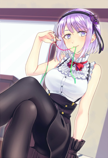 dagashi kashi shidare hotaru pantyhose crossed legs anime stockings girl nylon manga art