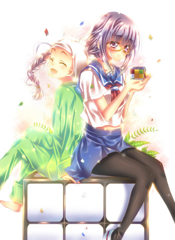 garuchika narushima miyoko fujishiro matsuri stockings anime pantyhose 2girls tights