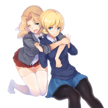 girls und panzer darjeeling x kay stockings legs anime pantyhose girls tights ecchi manga art