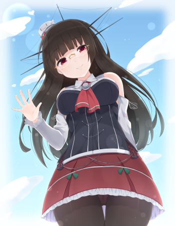 kantai collection choukai stockings anime pantyhose tights nylon legs upskirt panchira glasses red eyes