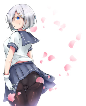 kantai collection hamakaze stockings anime pantyhose ass girl panties tights nylon upskirt