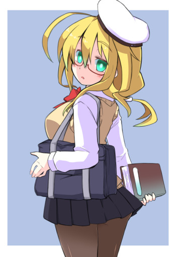 kantai collection i-8 pantyhose stockings anime megane glasses tighta nylon blonde girl