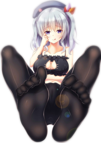 kantai collection kashima feet nylon anime pantyhose girl black tights cameltoe toes stockings foot fetish