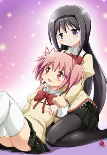 mahou shoujo madoka magica akemi homura stockings anime pantyhose girl kneesocks thighhighs