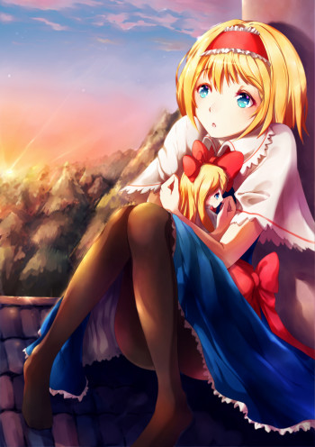 touhou alice margatroid stockings anime pantyhose nylon girl tights legs blonde manga art