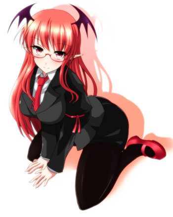touhou koakuma stockings anime demon girl glasses megane pantyhose tights nylon