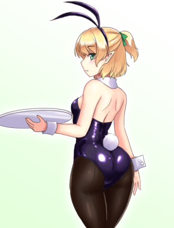 touhou mizuhashi parsee ass stockings anime bunny girl tights nylon pointed ears blonde pantyhose