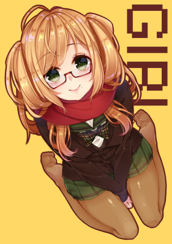 anime nylon feet stockings black tights pantyhose hosiery anime manga art glasses blonde