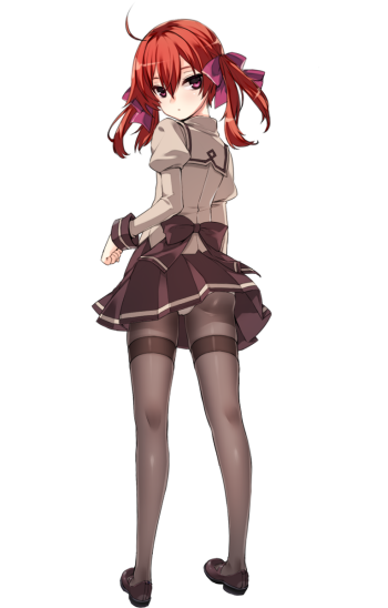 anime pantyhose black stockings tights nylon legs upskirt redhair redhead twintails manga art