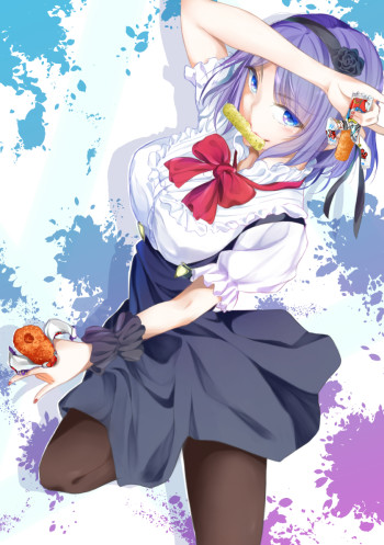 dagashi kashi shidare hotaru stockings anime black tights nylon pantyhose legs blue eyes manga art
