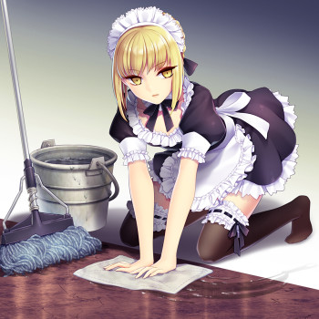 fate stay night saber maid girl stockings nylon legs blonde meido