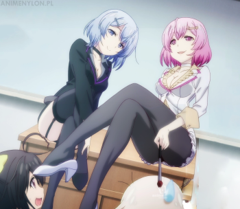 frame arms girl shiro materia kuro materia stockings nylon crossed legs tights black pantyhose teacher costume