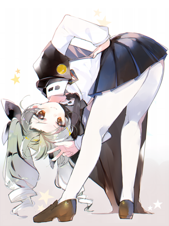girls und panzer anchovy white tights anime pantyhose girl nylon legs stockings miniskirt long legs manga art